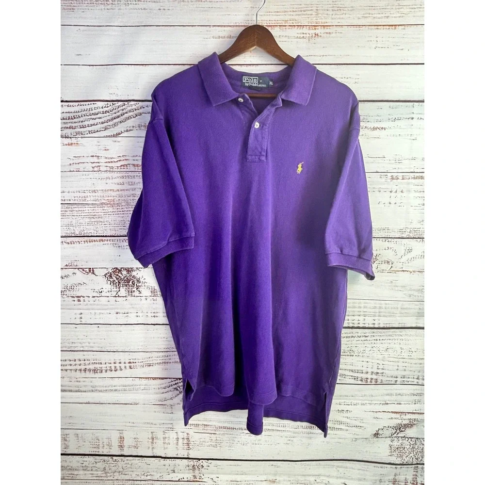 Vintage Polo Ralph Lauren Polo Shirt XL Purple 100% Cotton Preppy Ivy Pique